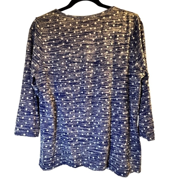 BUY 2 ITEMS GET 1 FREE -Cathy Daniels Blue & White Polka Dot 3/4 sleeve top Sz L - Picture 8 of 8